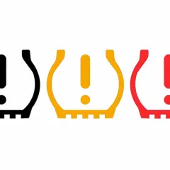 Iconos de advertencia de presión de neumáticos: negro, amarillo y rojo. ¡Cuidado con el chivato neumáticos!