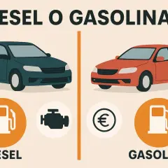 Un coche azul y uno rojo, ¿cuál elegir? La decisión entre **diésel o gasolina** depende de tus necesidades.