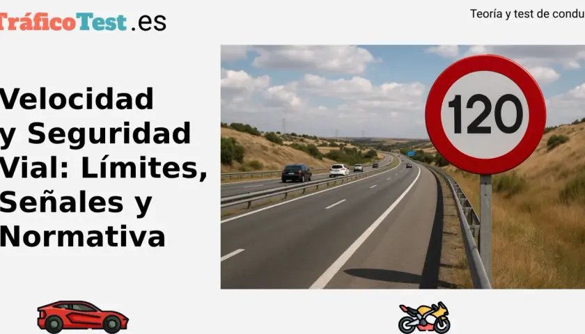 Señal de tráfico de velocidad máxima 120 en carretera. La imagen muestra la importancia de la velocidad carretera y la normativa vial.