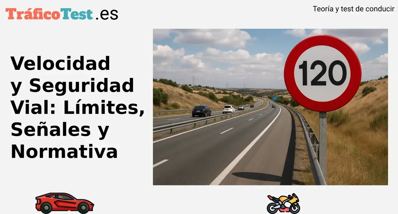 Señal de tráfico de velocidad máxima 120 en carretera. La imagen muestra la importancia de la velocidad carretera y la normativa vial.