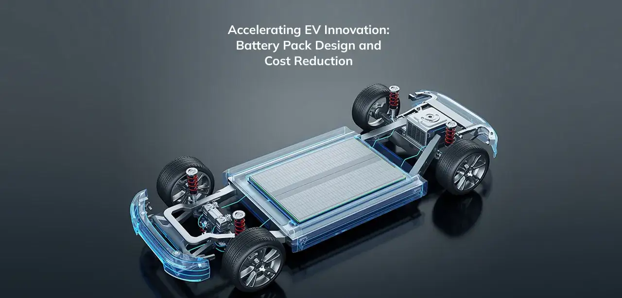 Dise&ntilde;o de paquete de bater&iacute;as para coche el&eacute;ctrico, mostrando su estructura y componentes. Averigua cuanto vale la bateria de un coche electrico.